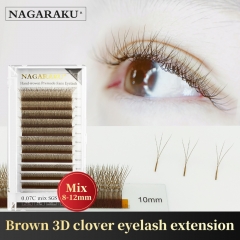 NAGARAKU Brown Automatic Flower W Shape Bloom 3D Premade Fans Eyelash Extensions Natural Soft Light Individual Lashes Full Dense