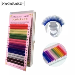NAGARAKU 16rows macaron 8 Colors Rainbow Colored Eyelash Extension Faux Mink color eyelashes colorful eyelash maquiagem cilios