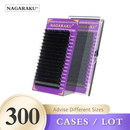 NAGARAKU Wholesale Price Free Shipping 300 Pieces Lot 16 Lines High Quality Super Soft Natural Eyelash Extension