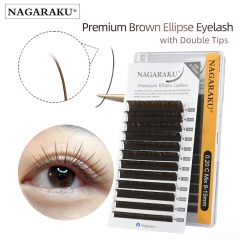 NAGARAKU Ellipse Eyelashes With Split Tips 12 Lines Dark Brown Premium High Quality Super Soft and Gentle