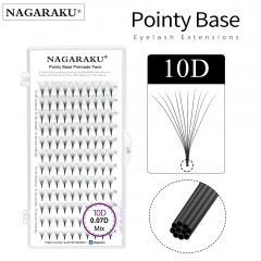 NAGARAKU Sharp Narrow Stem Premade Fans Eyelash Extension 0.07mm 4D-10D Thin Pointy Base Russian Fans Ready Volume